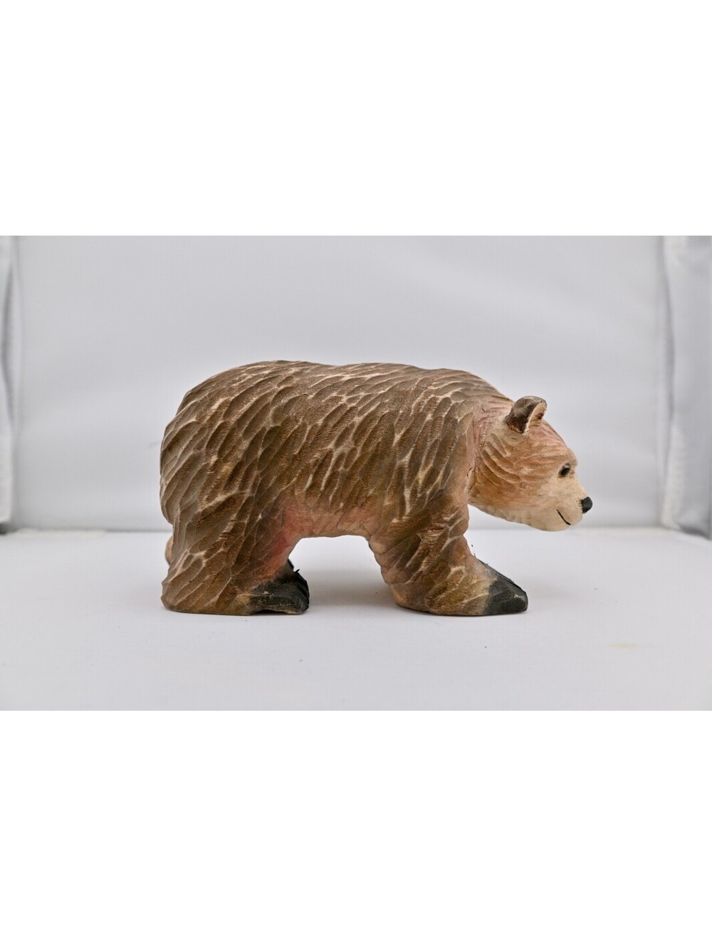 Hand Carved Bear Figurine Small Animal Sculpture Rustic Decor
